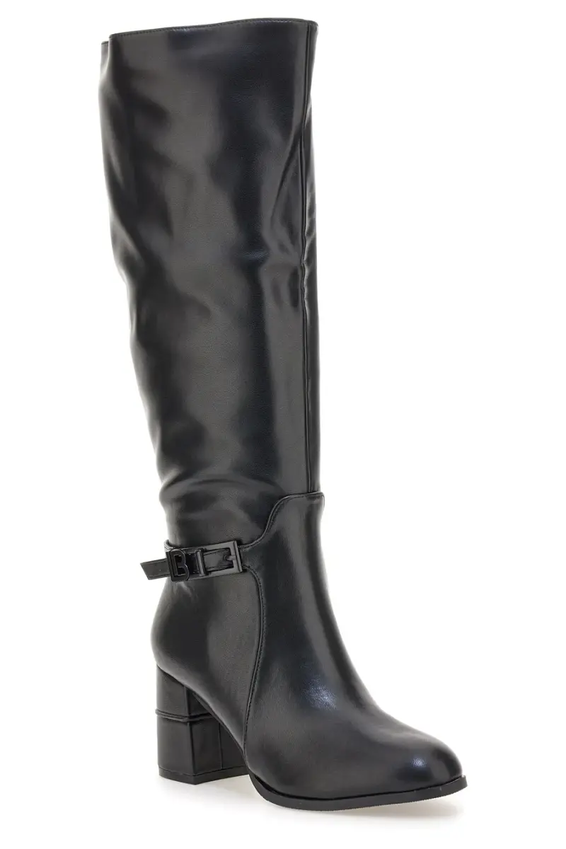 Stivali alti neri con tacco largo e cinturino Laura Biagiotti 9416 [NERO] miniatura 2