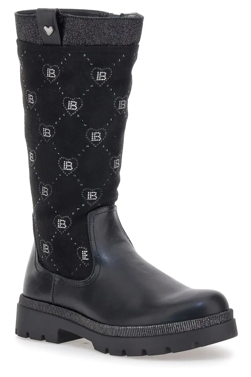 Stivali neri con dettagli cuori e logo Laura Biagiotti L97209506 [NERO] miniatura 2