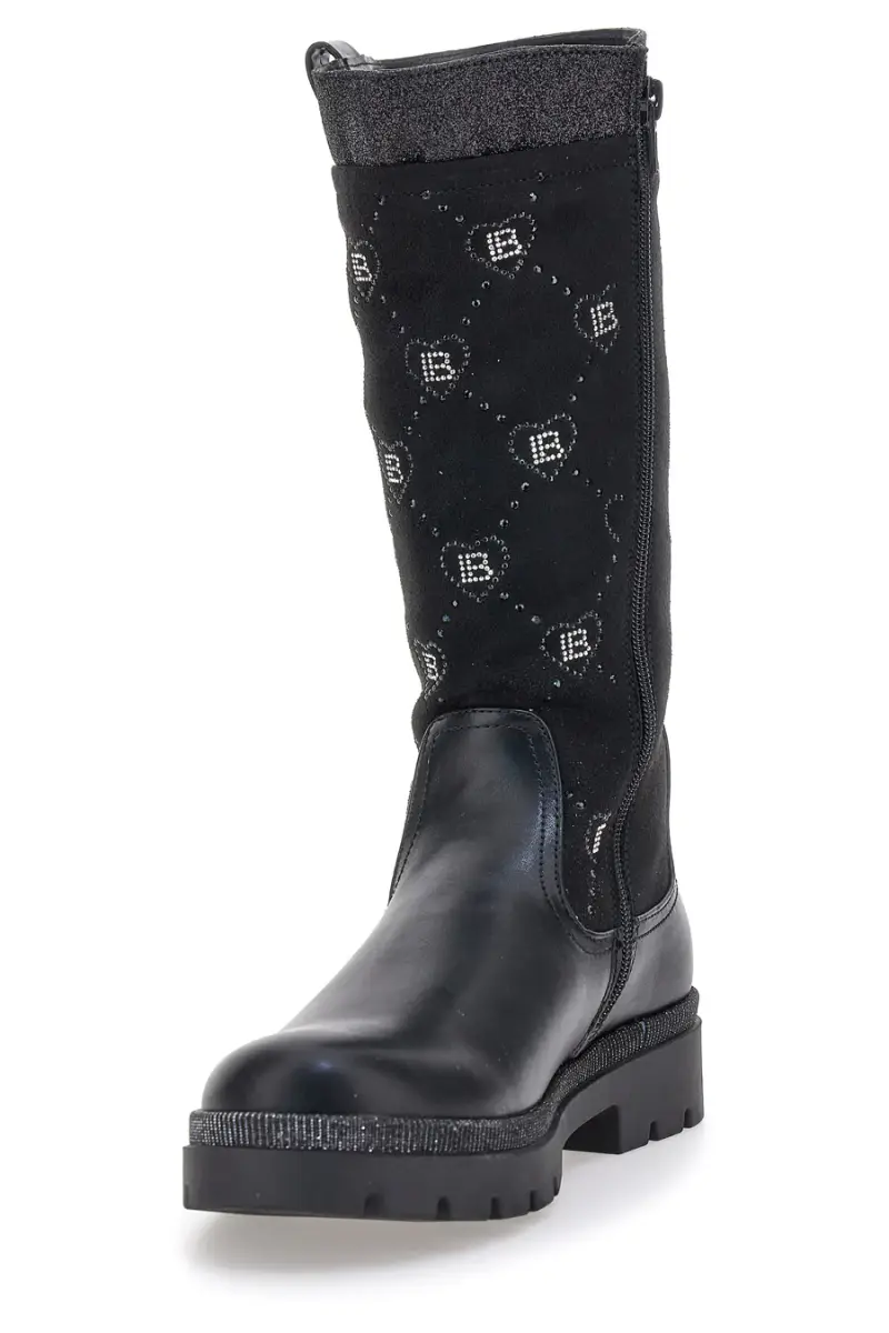 Stivali neri con dettagli cuori e logo Laura Biagiotti L97209506 [NERO] miniatura 3