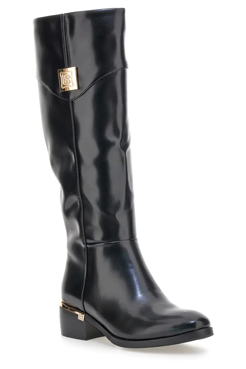 Stivali neri in materiale lucido con dettagli oro Laura Biagiotti 8782M [NERO] miniatura 2