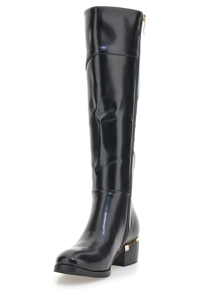 Stivali neri in materiale lucido con dettagli oro Laura Biagiotti 8782M [NERO] miniatura 3