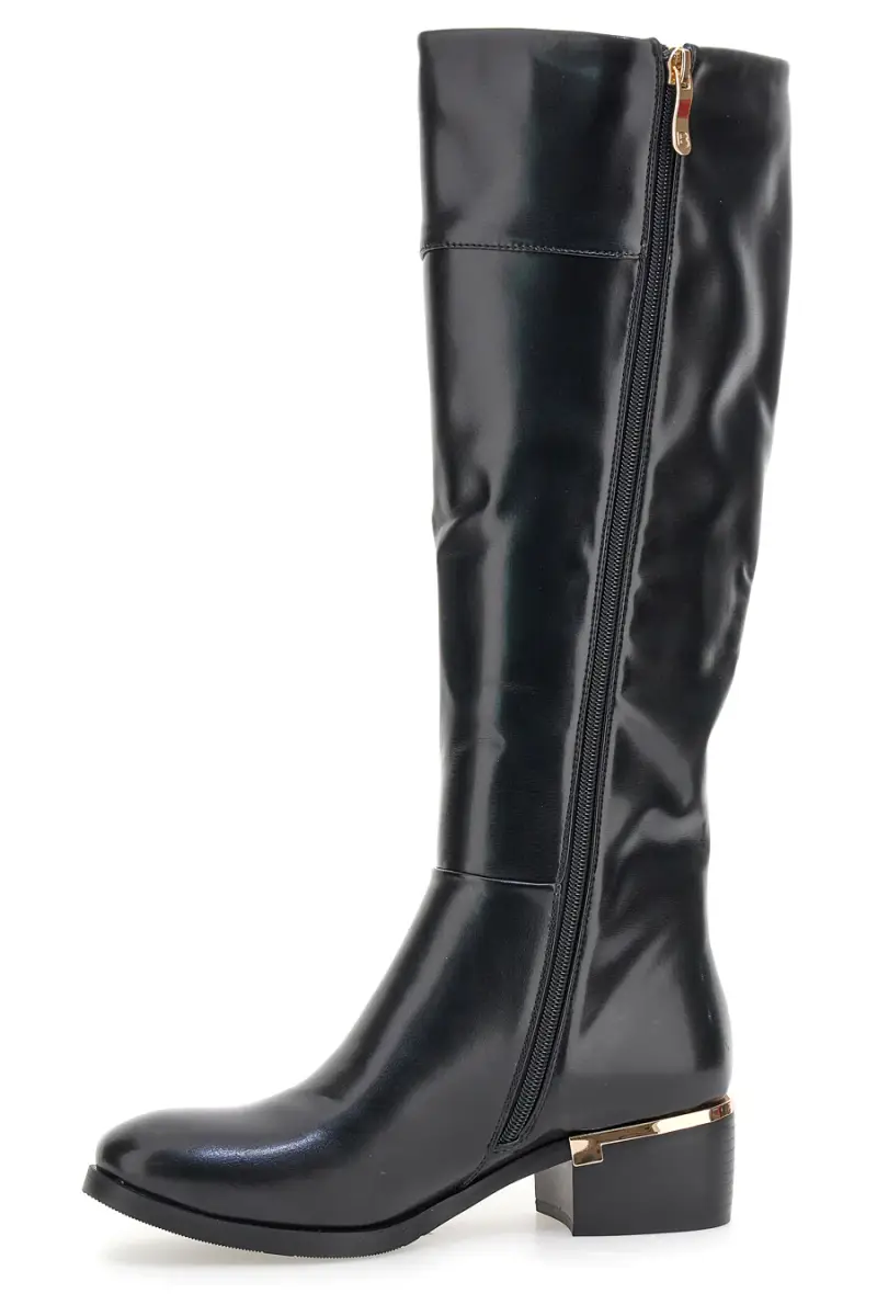 Stivali neri in materiale lucido con dettagli oro Laura Biagiotti 8782M [NERO] miniatura 4