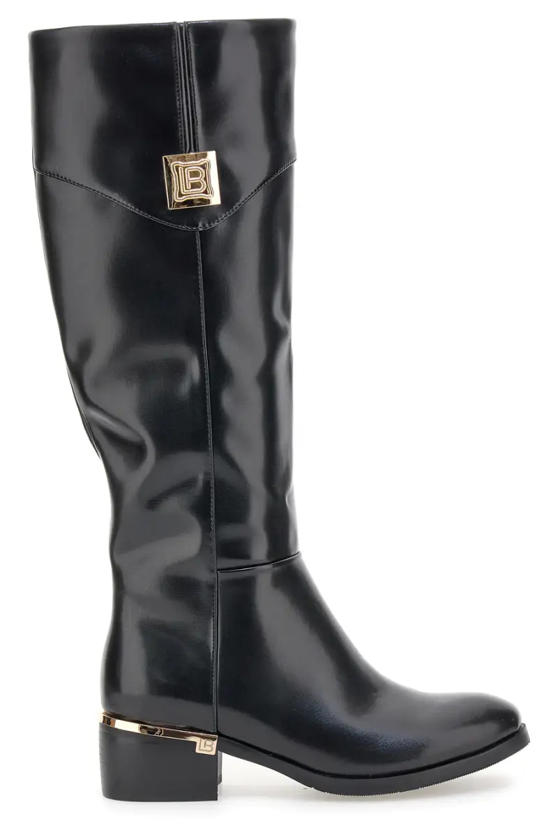 Stivali neri in materiale lucido con dettagli oro Laura Biagiotti 8782M [NERO]