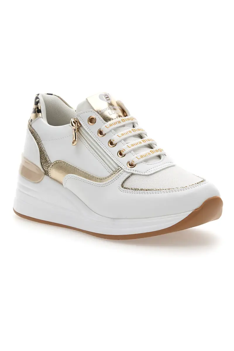 Stringate Bianche con Dettagli Oro e Leopardati LAURA BIAGIOTTI 8481 [BIANCO] miniatura 2