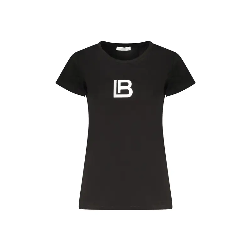 T-Shirt Maniche Corte Donna Nera Stampa Logo Nero