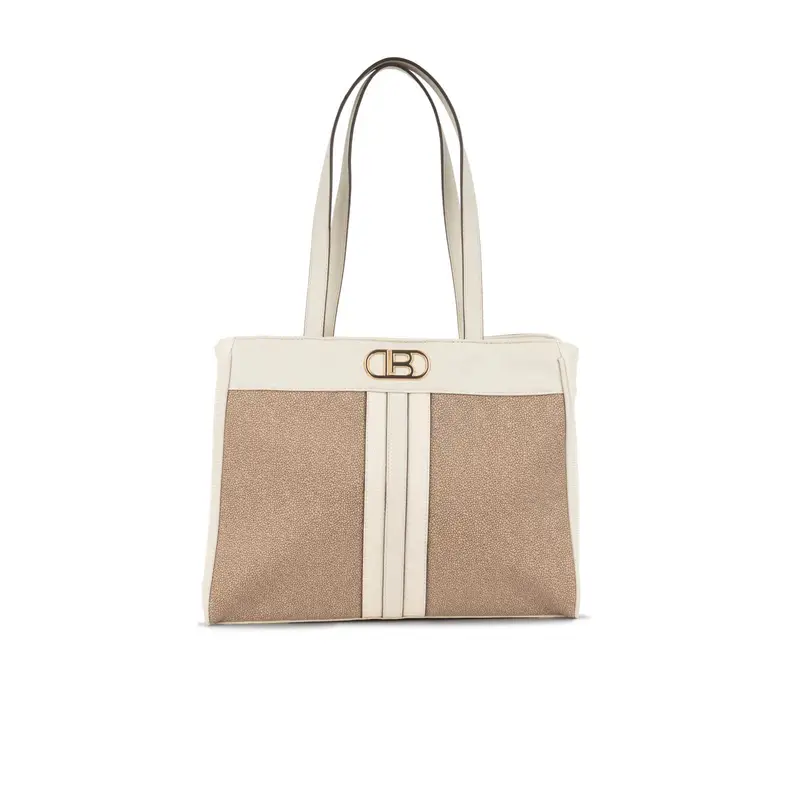 Tote bag beige da donna con logo