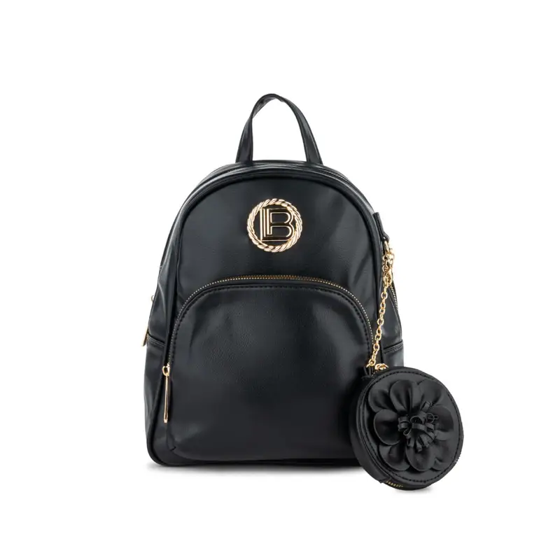 Zainetto nero da donna con dettaglio ciondolo porta monete