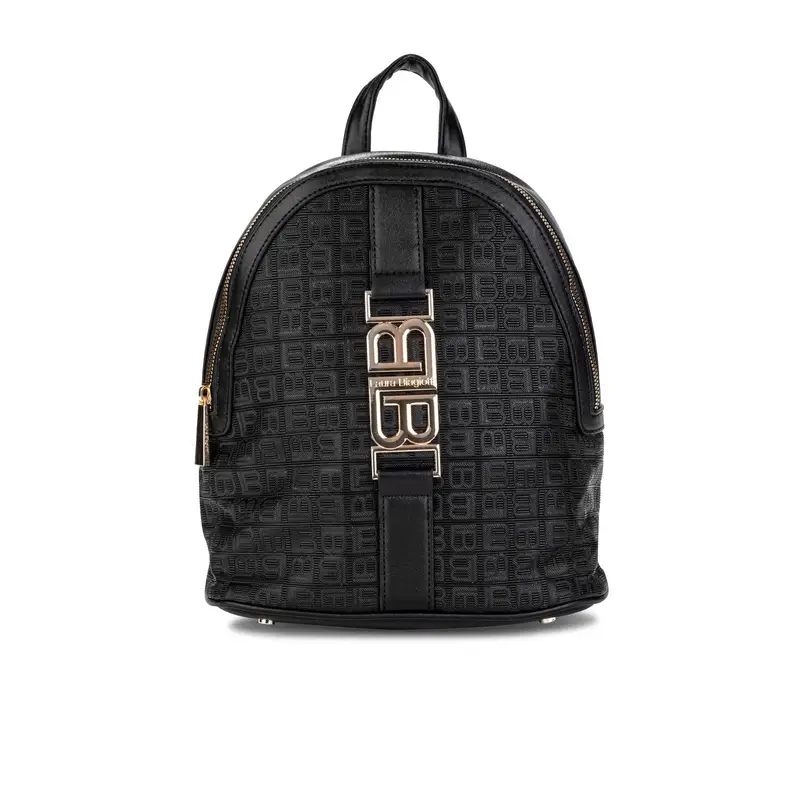 Zainetto nero da donna con stampa multi logo