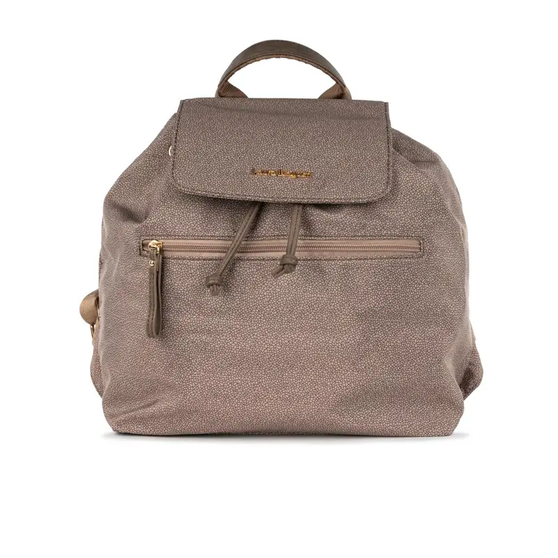 Zaino marrone da donna con coulisse e tasca frontale