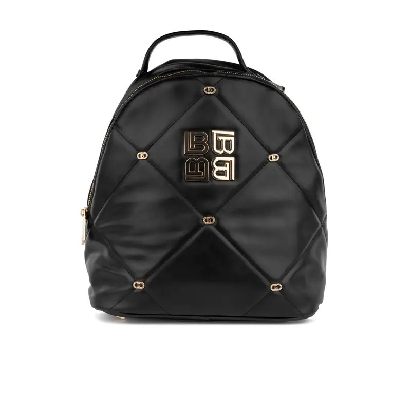 Zaino nero da donna effetto trapuntato con loghi