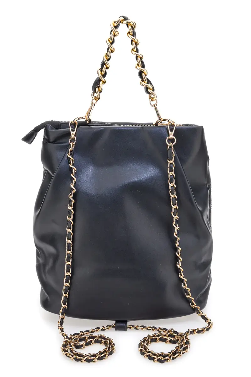 Zaino nero trapuntato con catena Laura Biagiotti LB25W-261-3 [NERO] miniatura 5