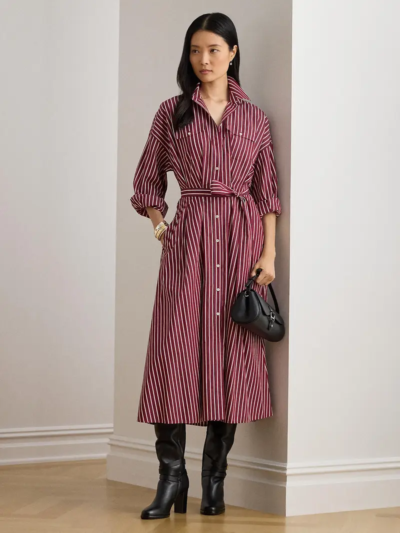 Abito camicia blu / borgogna / bianco miniatura 2