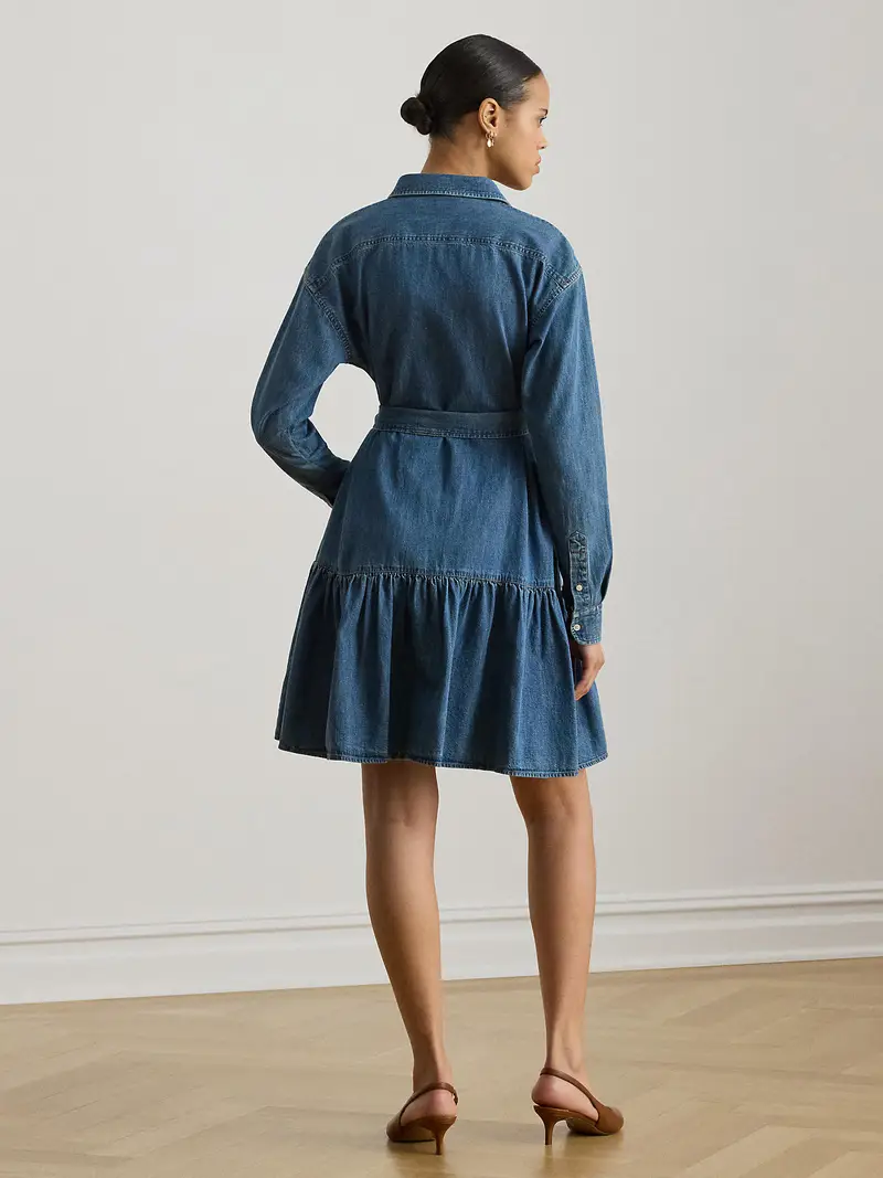 Abito camicia blu denim miniatura 3