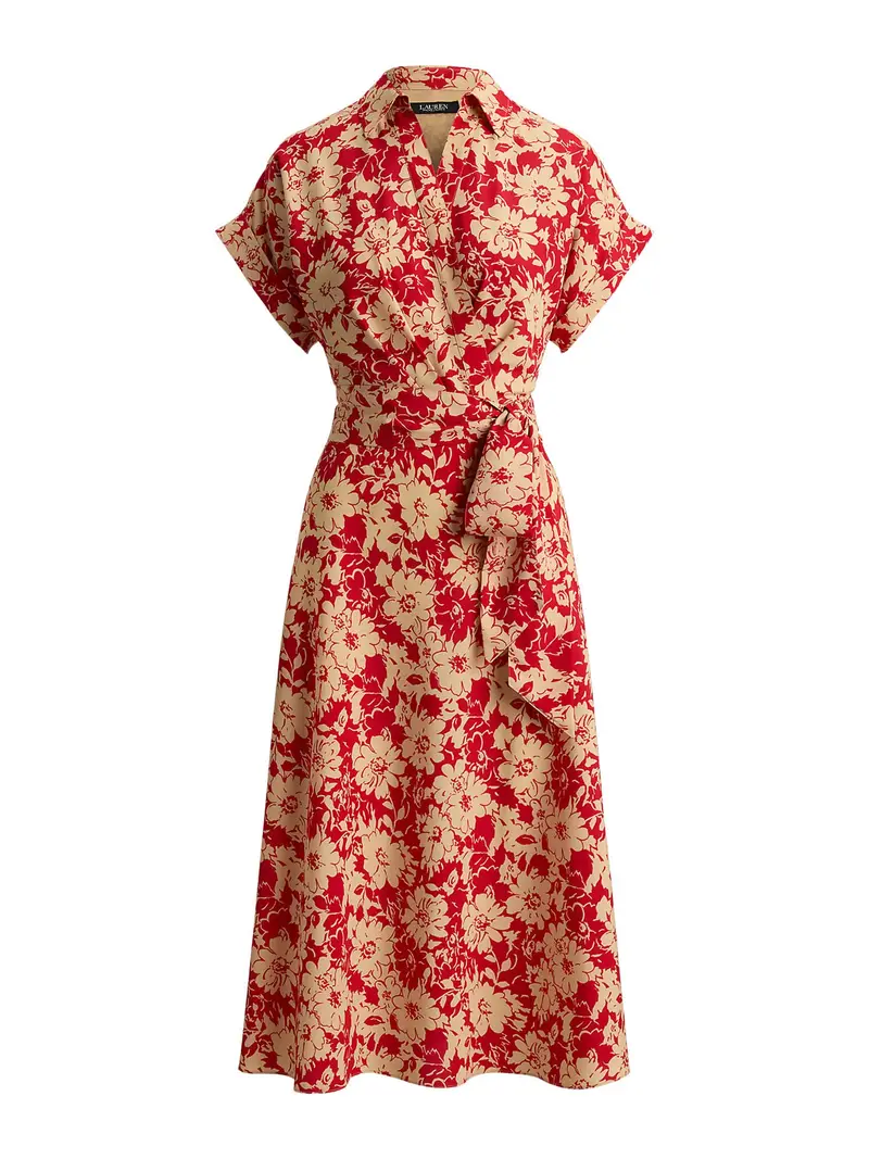 Abito camicia crema / rosso