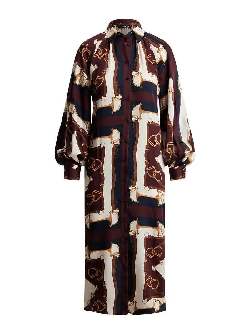 Abito camicia navy / castano / marrone chiaro / bianco