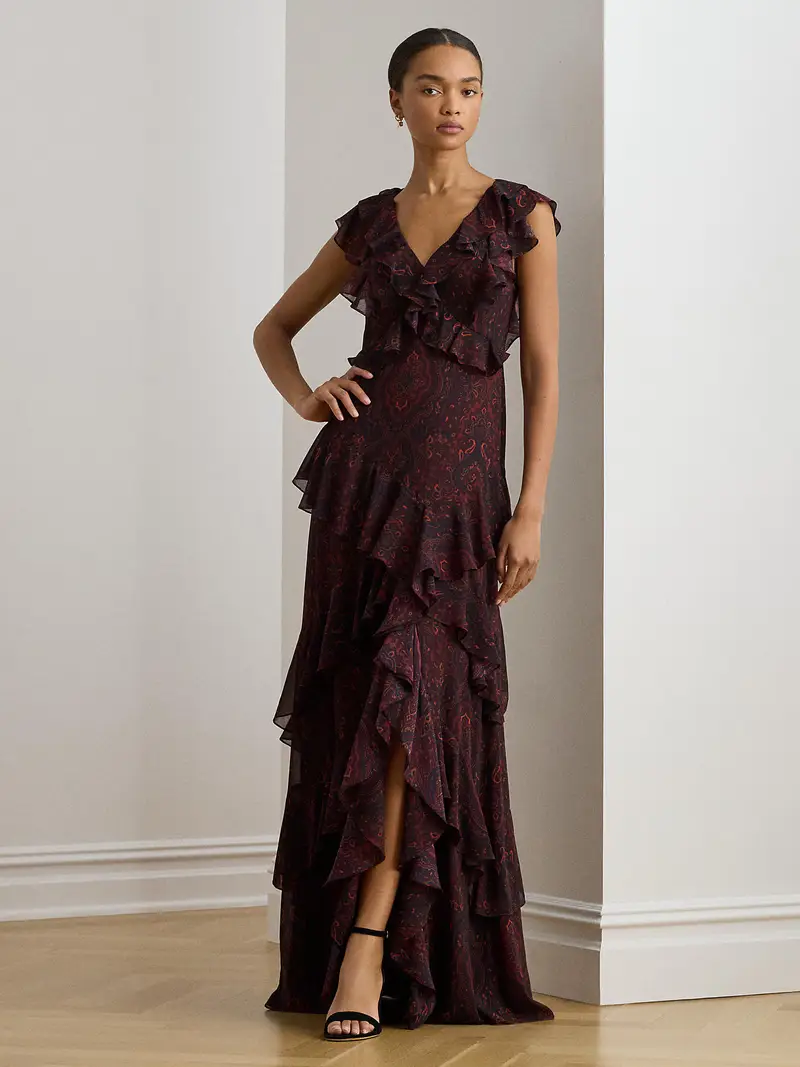 Abito da sera marino / marrone / rosso miniatura 2