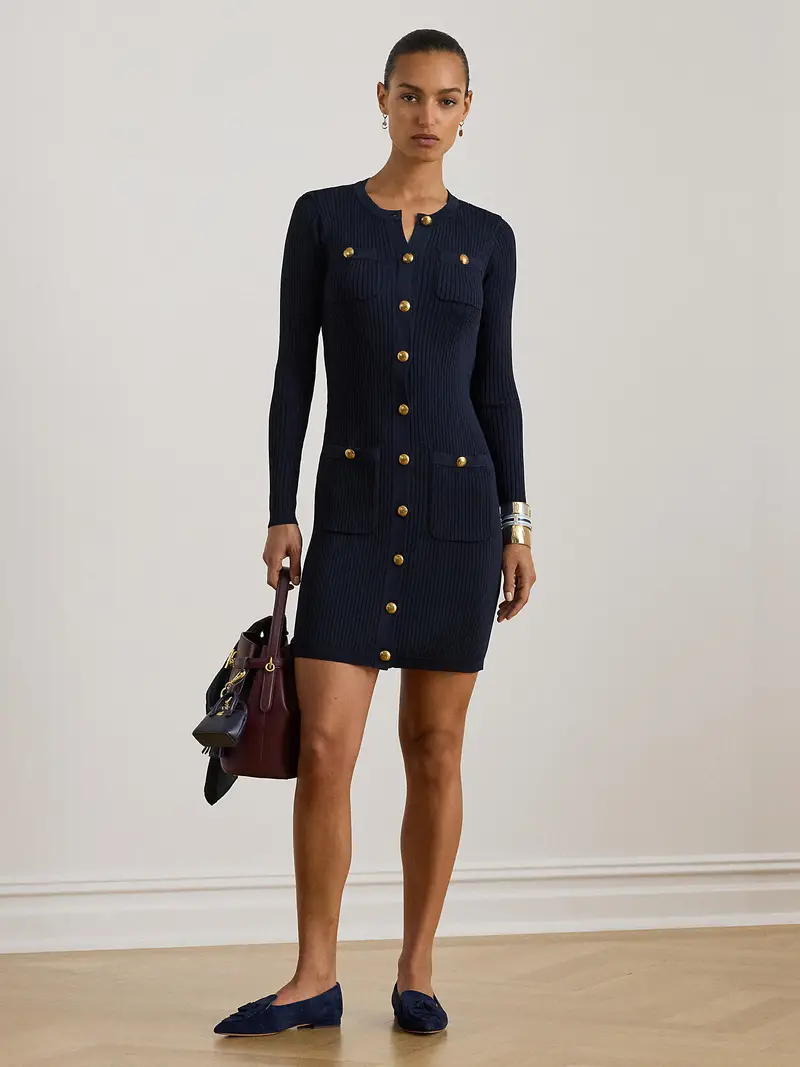 Abito in maglia blu scuro miniatura 2