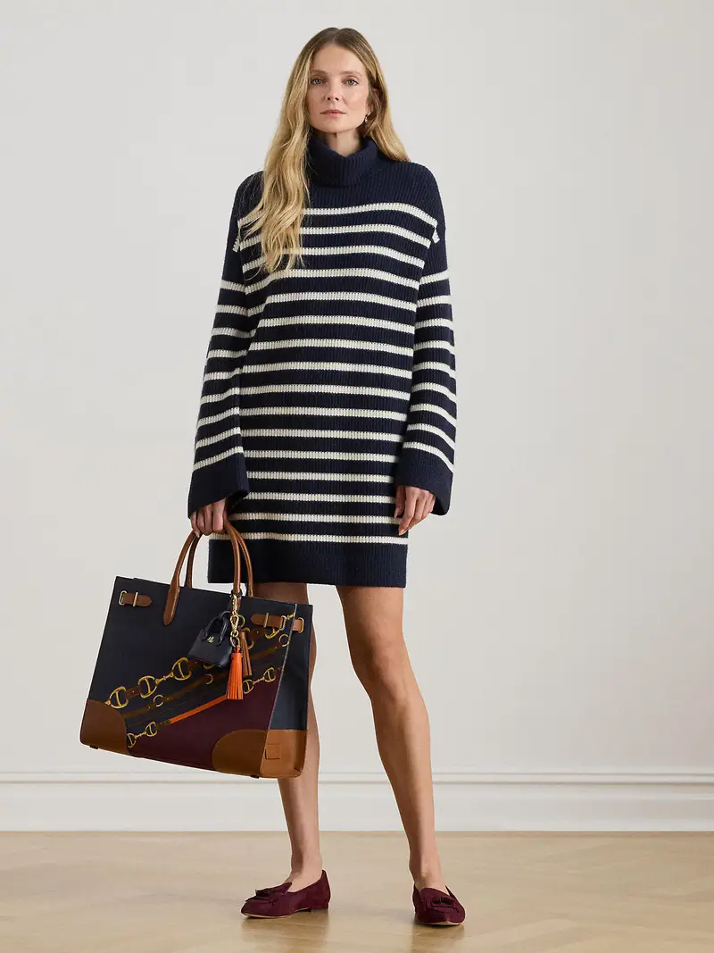 Abito in maglia navy / bianco miniatura 2