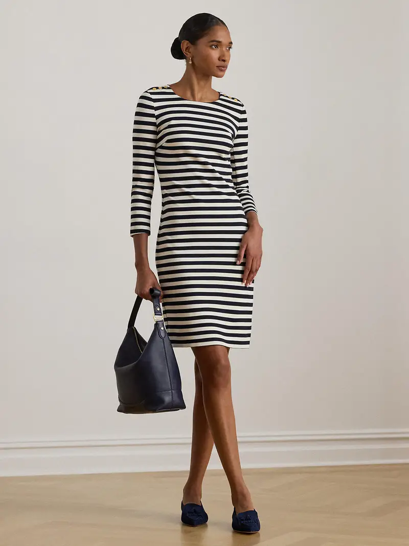 Abito in maglia nero / bianco miniatura 2