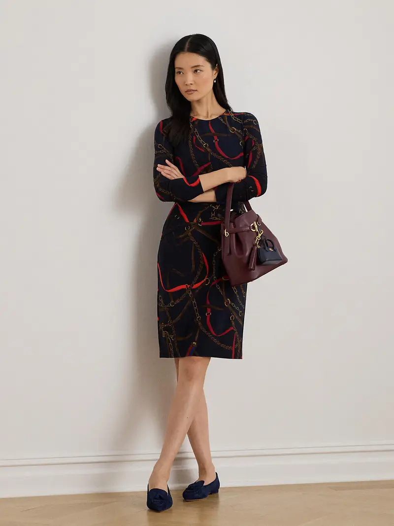 Abito marino / marrone / giallo / rosso miniatura 2