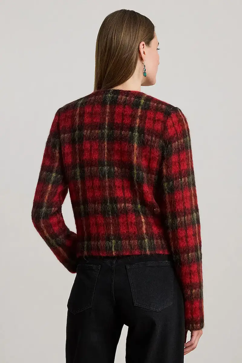 blazer con aggiunta di lana colore rosso 200P02014 miniatura 2