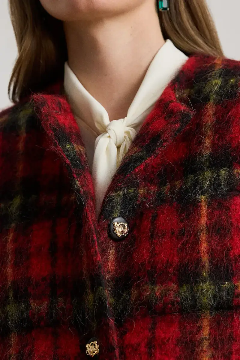 blazer con aggiunta di lana colore rosso 200P02014 miniatura 5