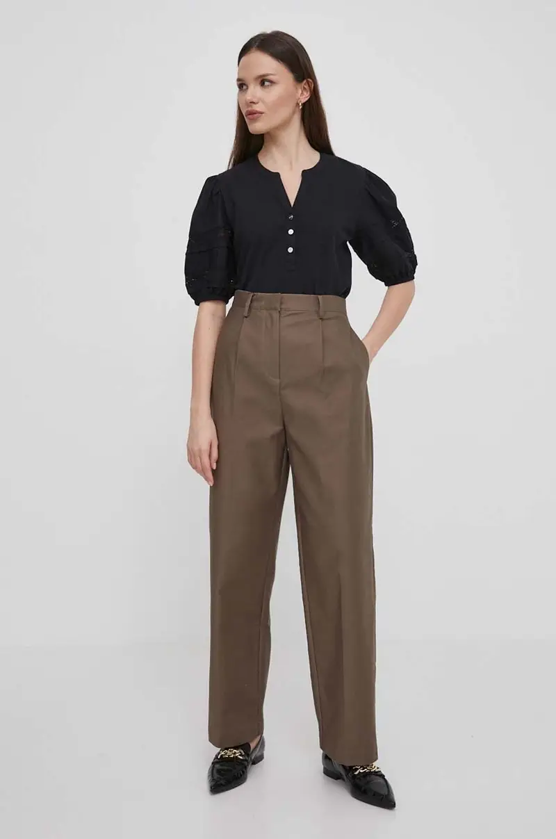 camicetta in cotone donna colore nero miniatura 2