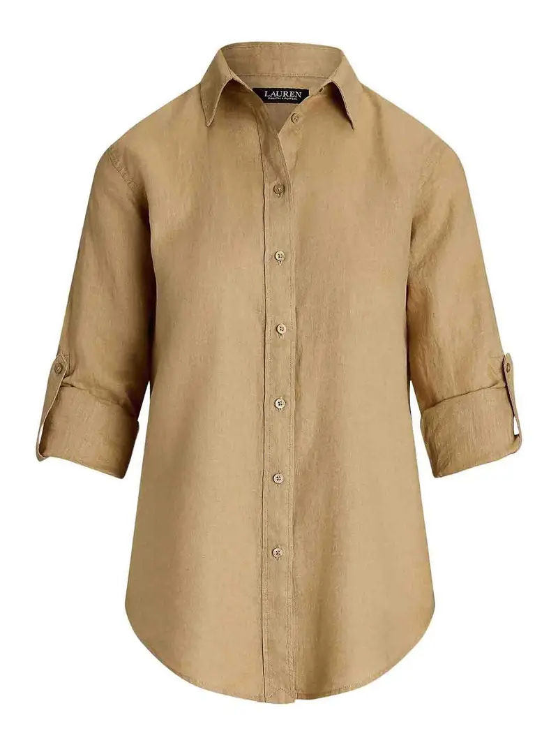 Camicia a maniche lunghe karrie Beige