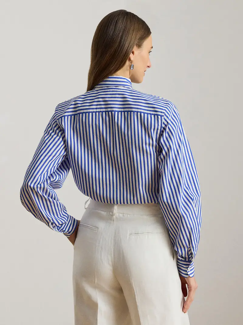 Camicia da donna blu reale / bianco miniatura 3