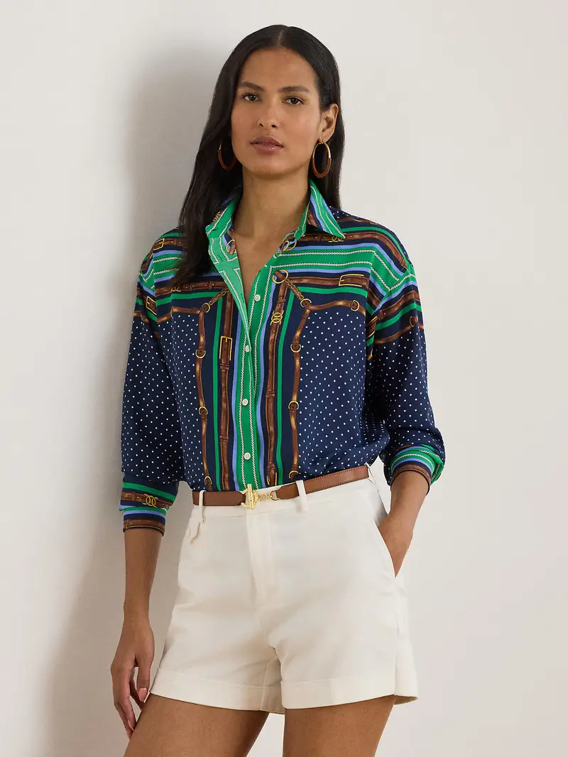 Camicia da donna marino / blu reale / marrone / verde miniatura 2