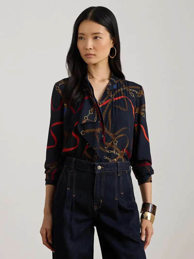 Camicia da donna marino / marrone / giallo / rosso miniatura 2