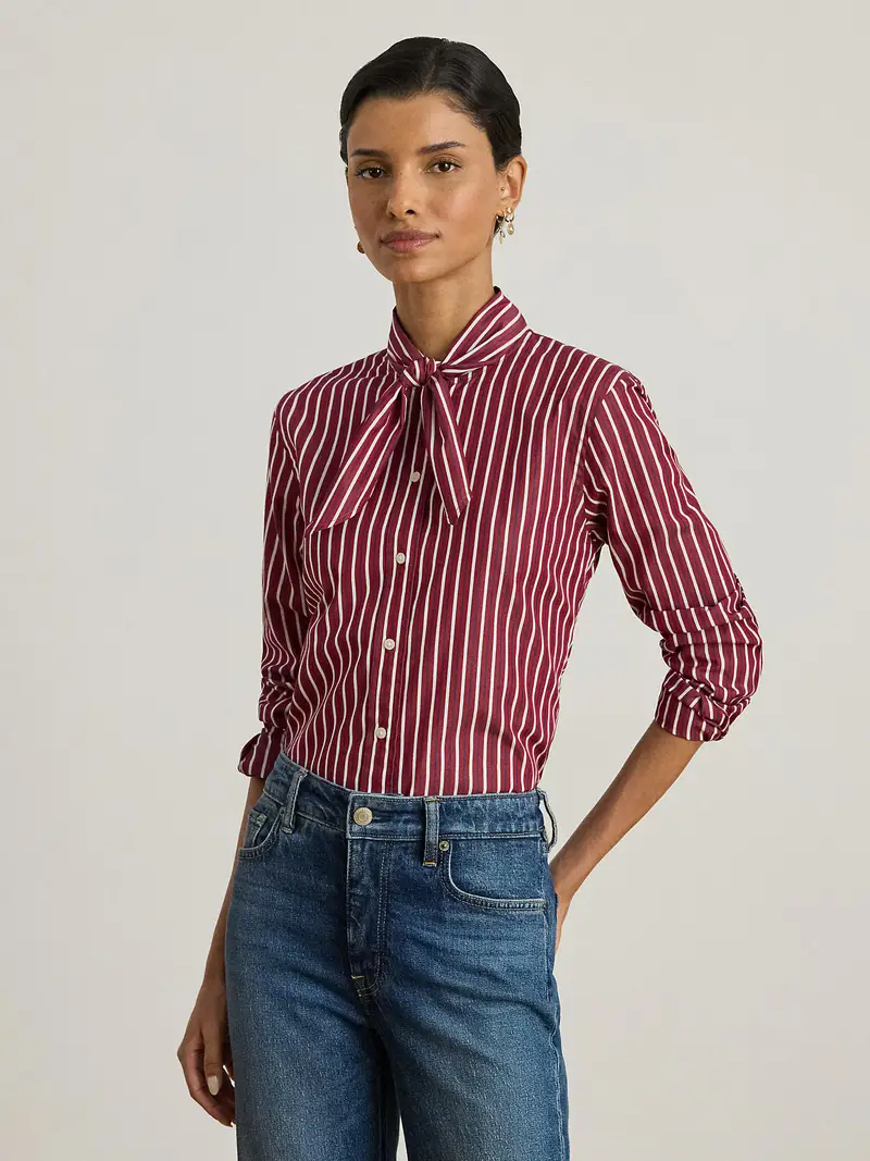 Camicia da donna navy / borgogna / bianco miniatura 2