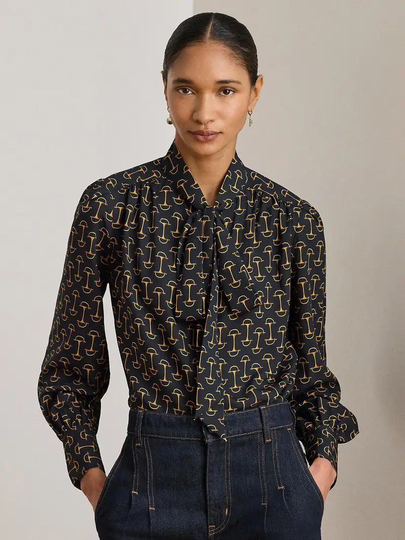 Camicia da donna navy / giallo oro miniatura 2