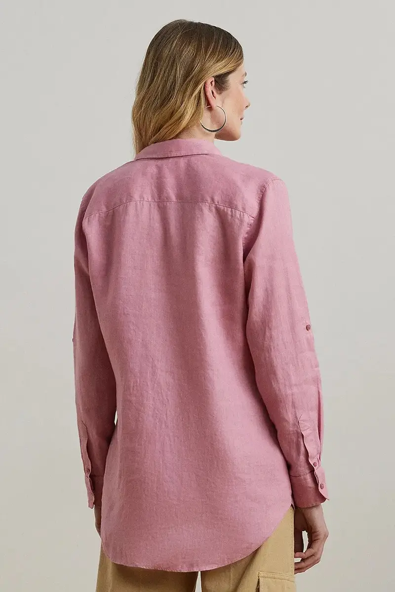 camicia di lino colore blu 200782777 Rosa miniatura 2