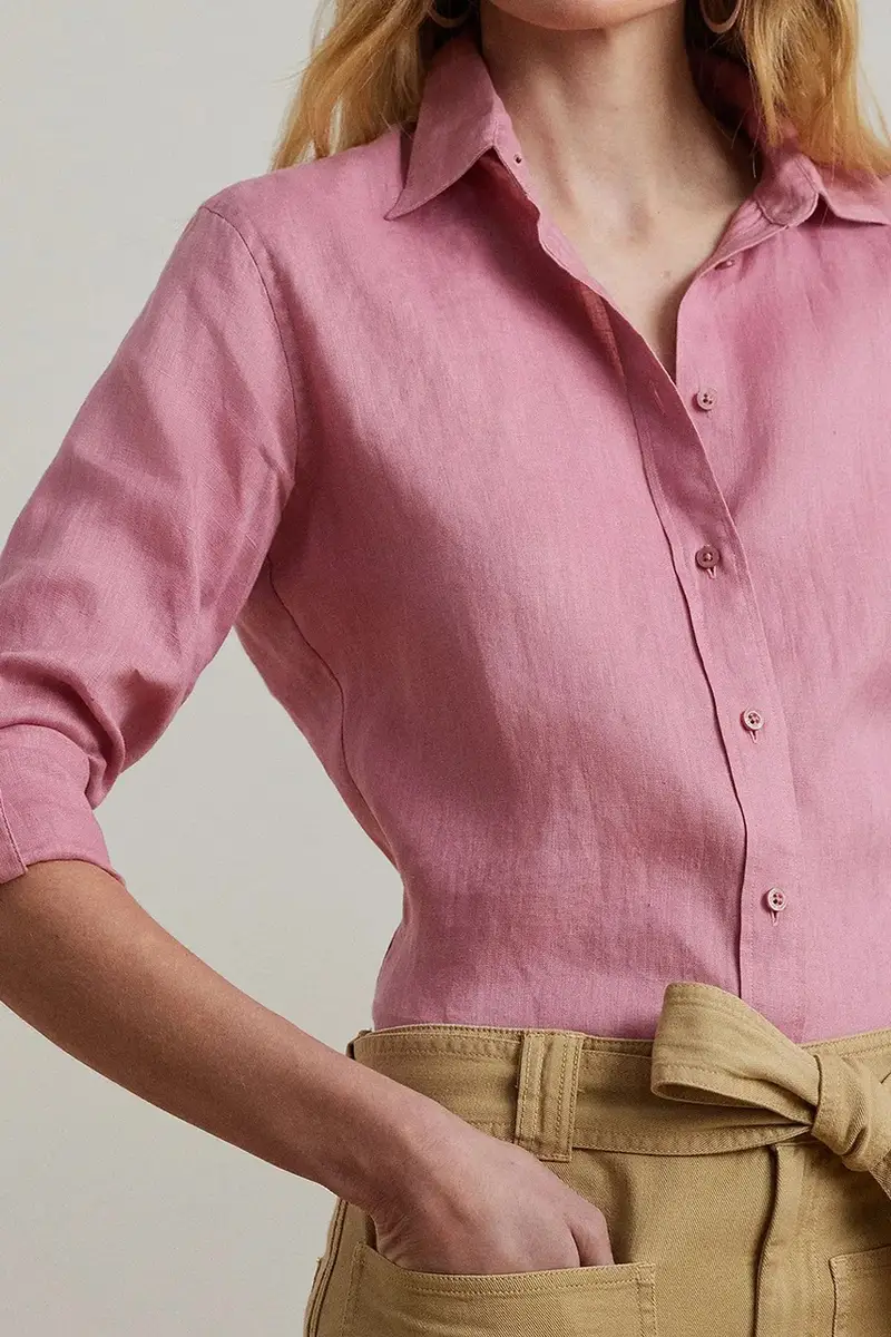 camicia di lino colore blu 200782777 Rosa miniatura 4