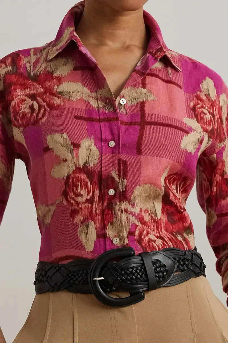 camicia di lino donna colore rosso 200978534 miniatura 4