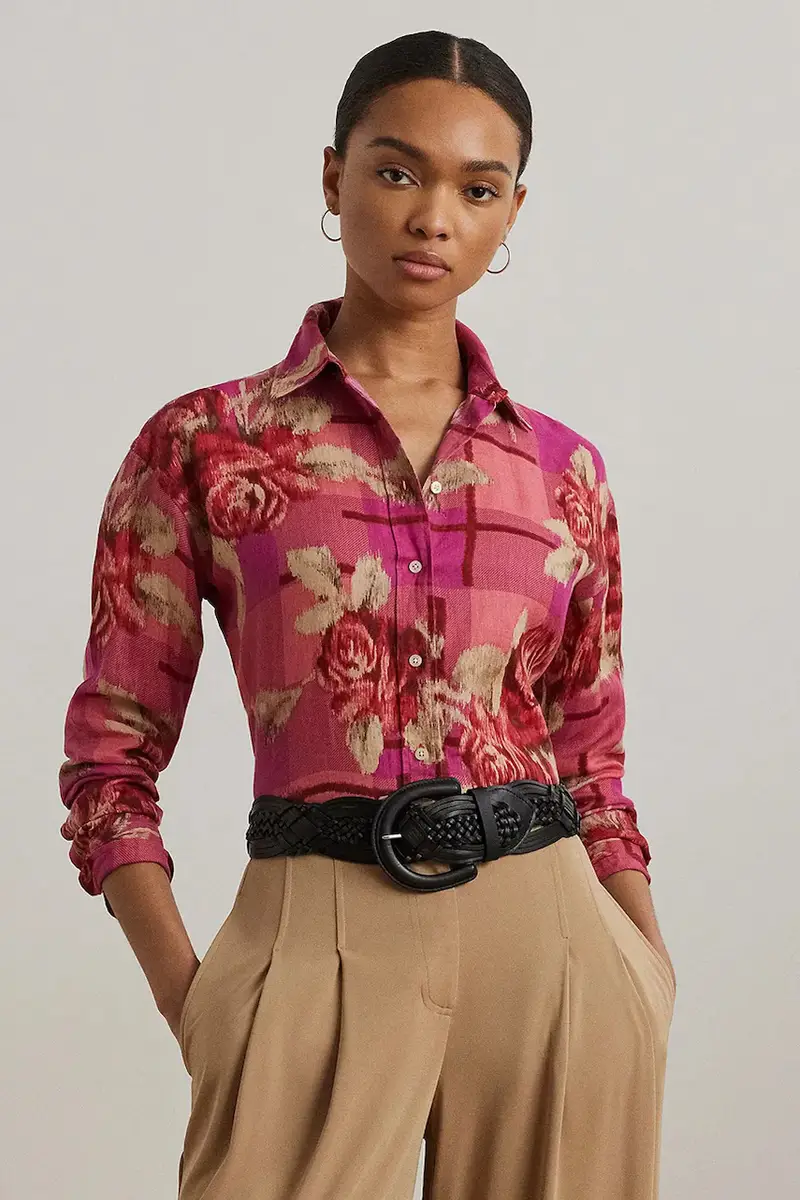 camicia di lino donna colore rosso 200978534