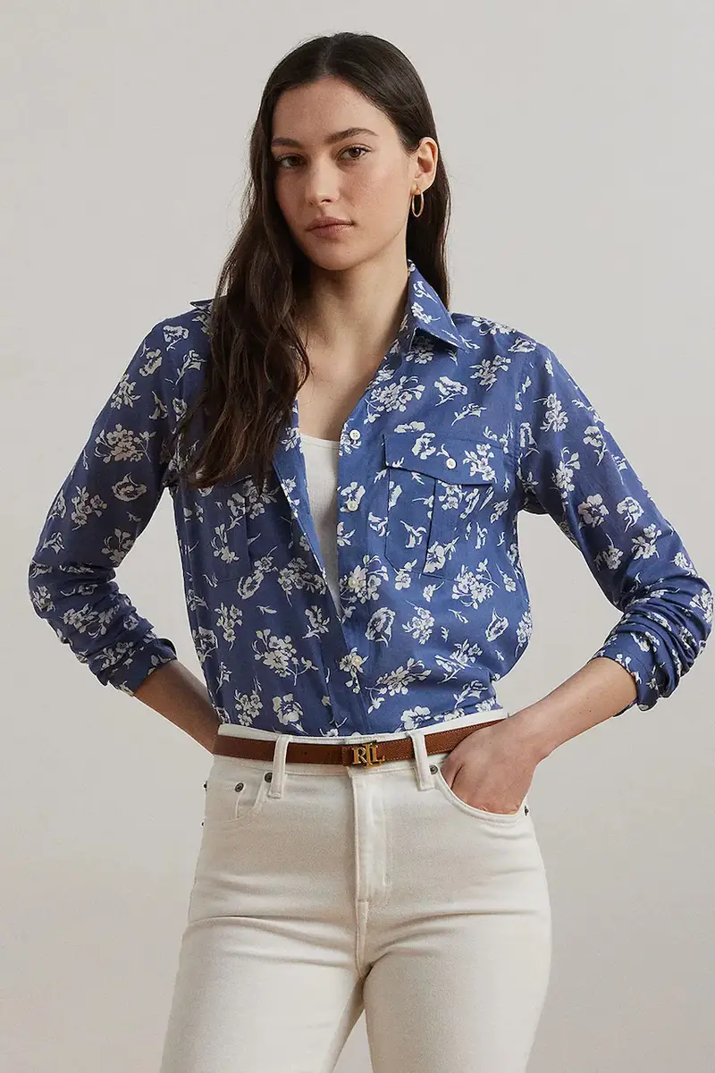 camicia in cotone donna colore blu 200970770