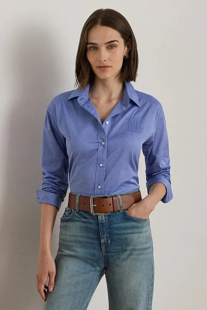 camicia in cotone donna colore blu 200979855