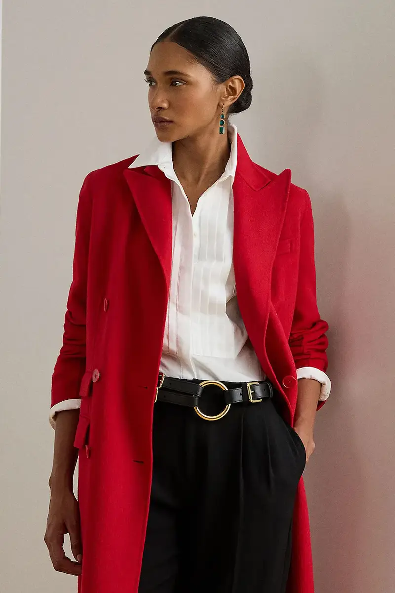 cappotto con lana Rosso miniatura 3