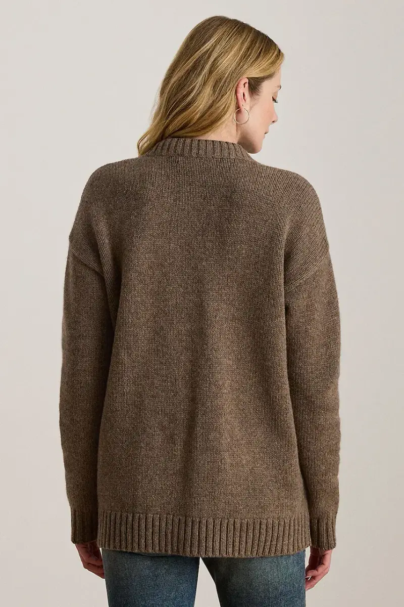 cardigan con lana colore marrone 200979672 miniatura 2