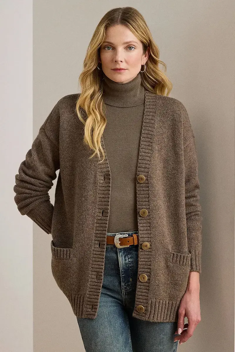 cardigan con lana colore marrone 200979672