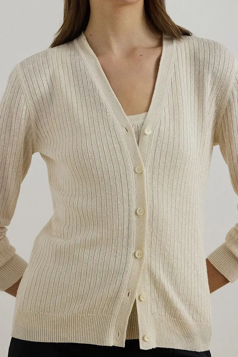 Lauren Ralph Lauren Cardigan Donna Beige 3572004 miniatura 4