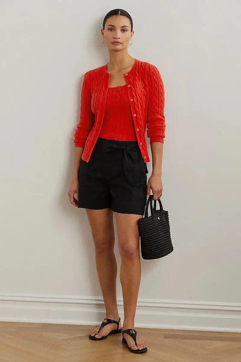 cardigan in cotone colore beige 200932225 Rosso miniatura 3