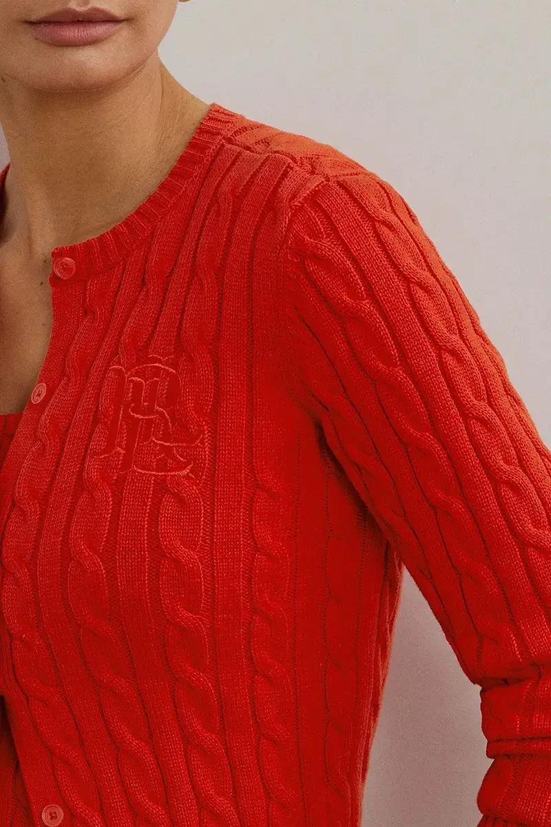 cardigan in cotone colore beige 200932225 Rosso miniatura 4