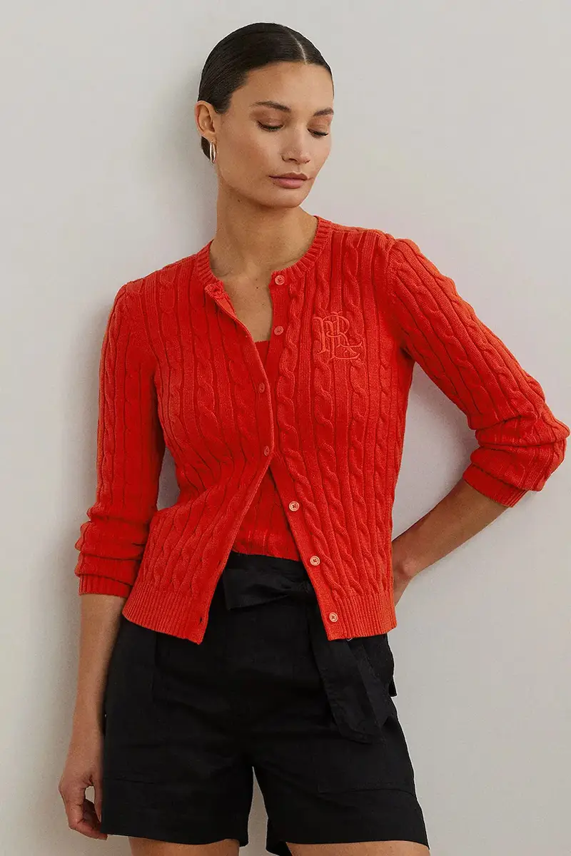 cardigan in cotone colore beige 200932225 Rosso