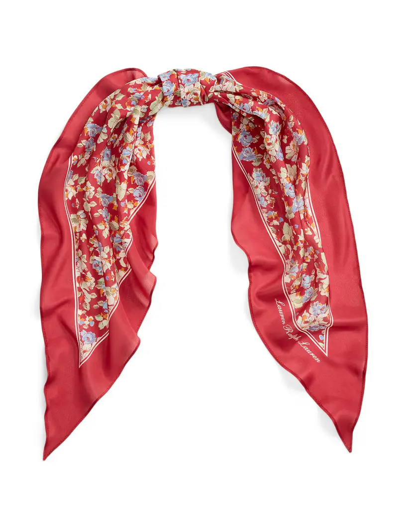 Foulard blu / verde pastello / arancione / rosso miniatura 2