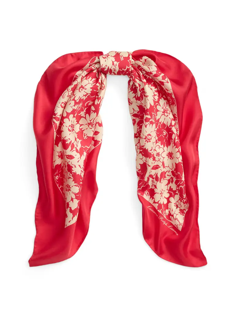 Foulard FLOWERS écru / rosso / bianco Écru miniatura 2