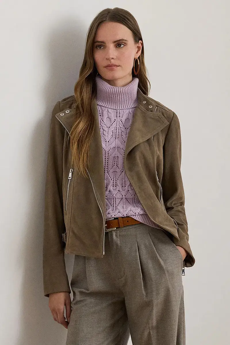 giacca da motociclista in pelle colore marrone 200951236