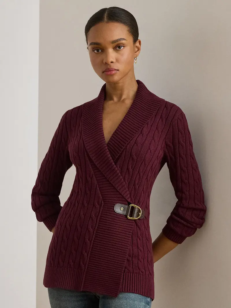 Lauren Ralph Lauren Maglia bordeaux con colletto a fasce miniatura 2